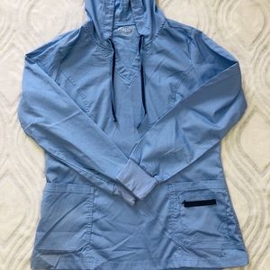 Ceil Blue Hooded “Butter Soft” Scrub Top.